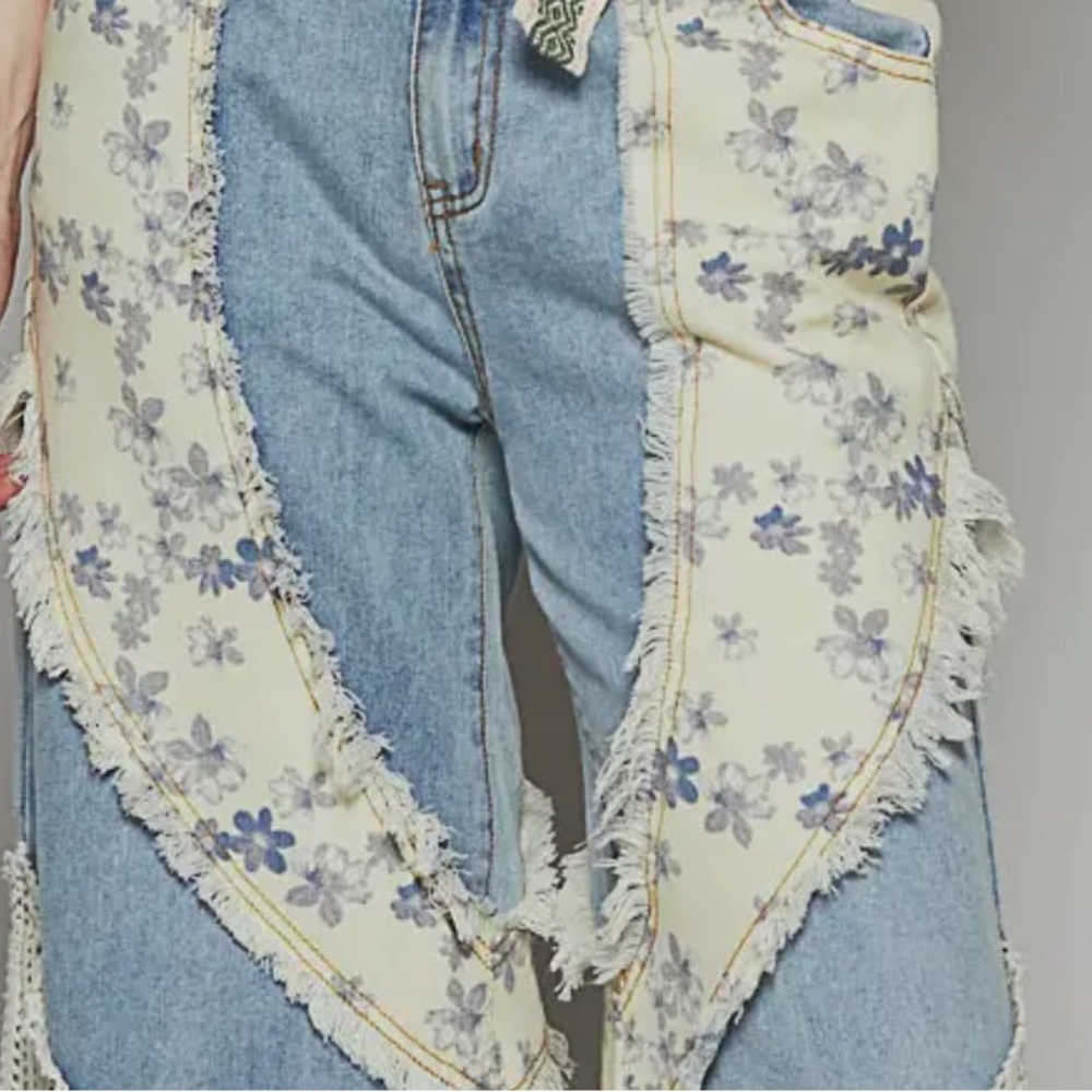New POL Fall denim collection: “The Sissy” Patchwork Wide-Leg Regular Fit Jeans - Picture 2 of 4